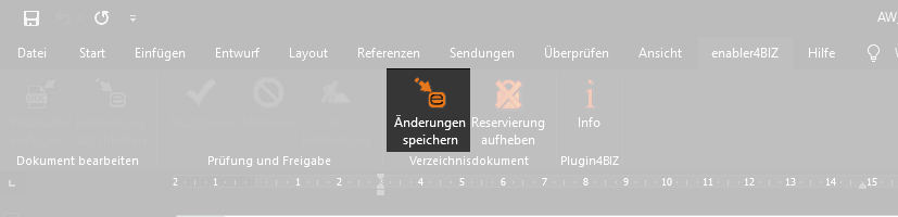 Screenshot Änderungen speichern im Plugin4BIZ Menü